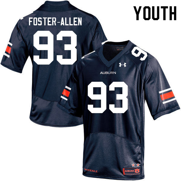 Youth #93 Daniel Foster-Allen Auburn Tigers College Football Jerseys Sale-Navy